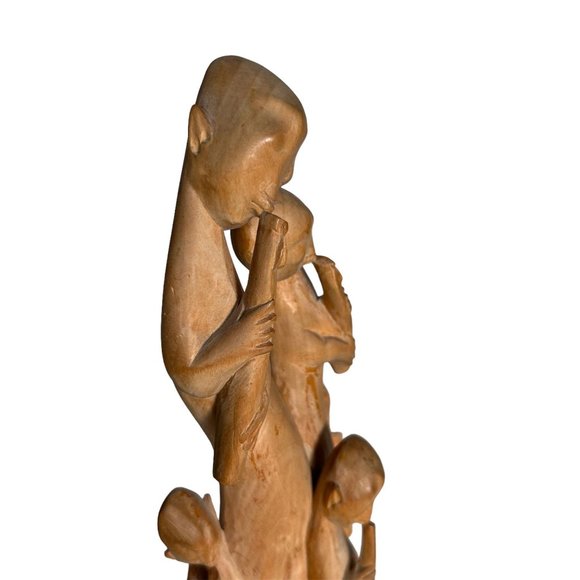 Hand Carved Wooden Figure Five Flute Players Rustic Indonesian Decor Bohemian - Picture 8 of 10